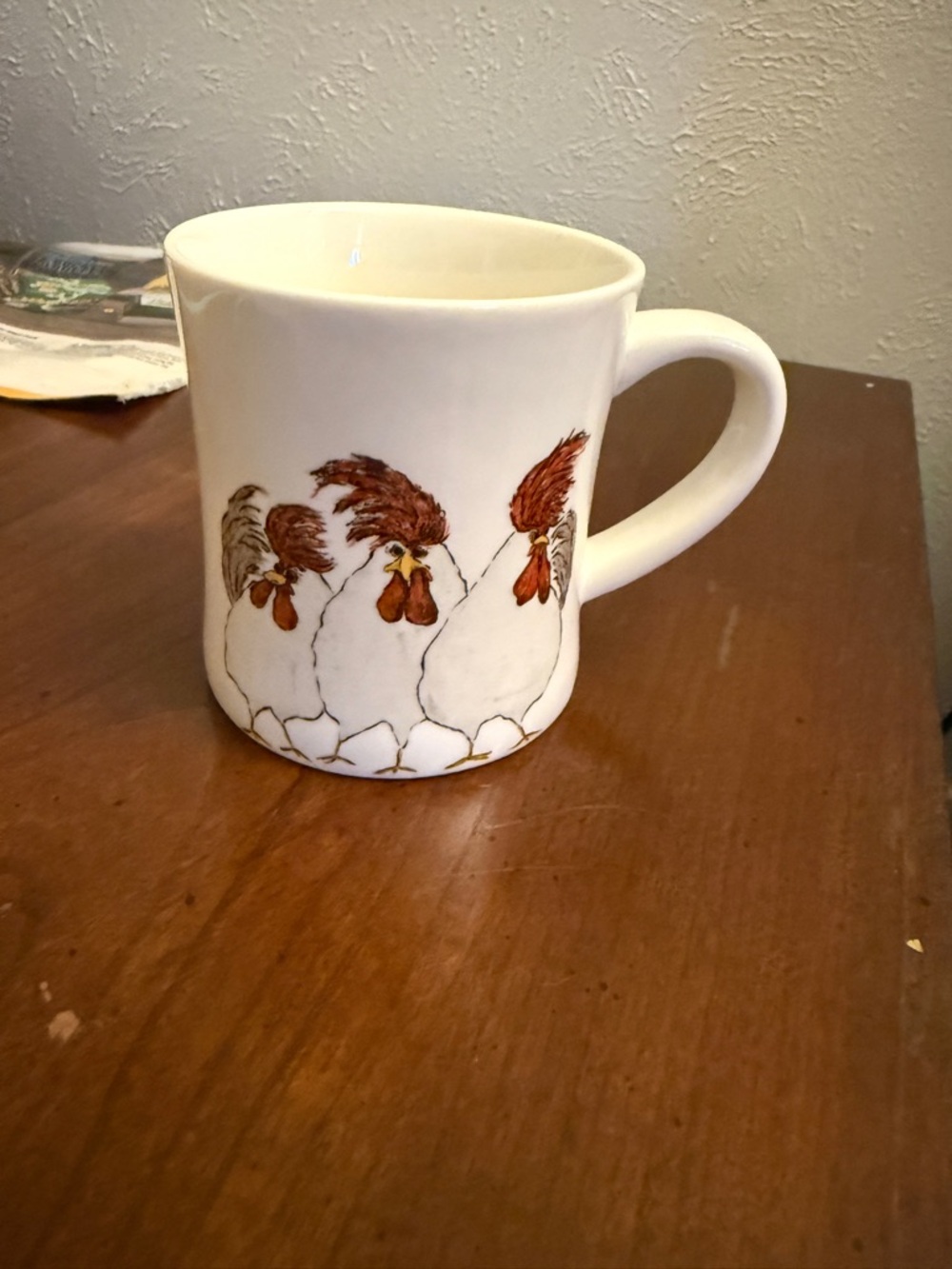 Little E Studio Cottagecore Chicken Cream Ceramic Rooster Mug